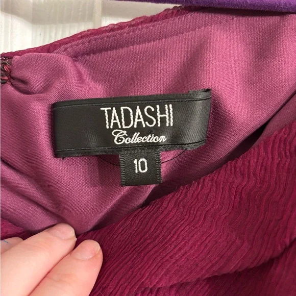 Tadashi 100% Silk Rich Plum Textured Mini Dress - Picture 3 of 4